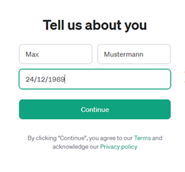 Registrierung bei ChatGPT (Schritt 2)