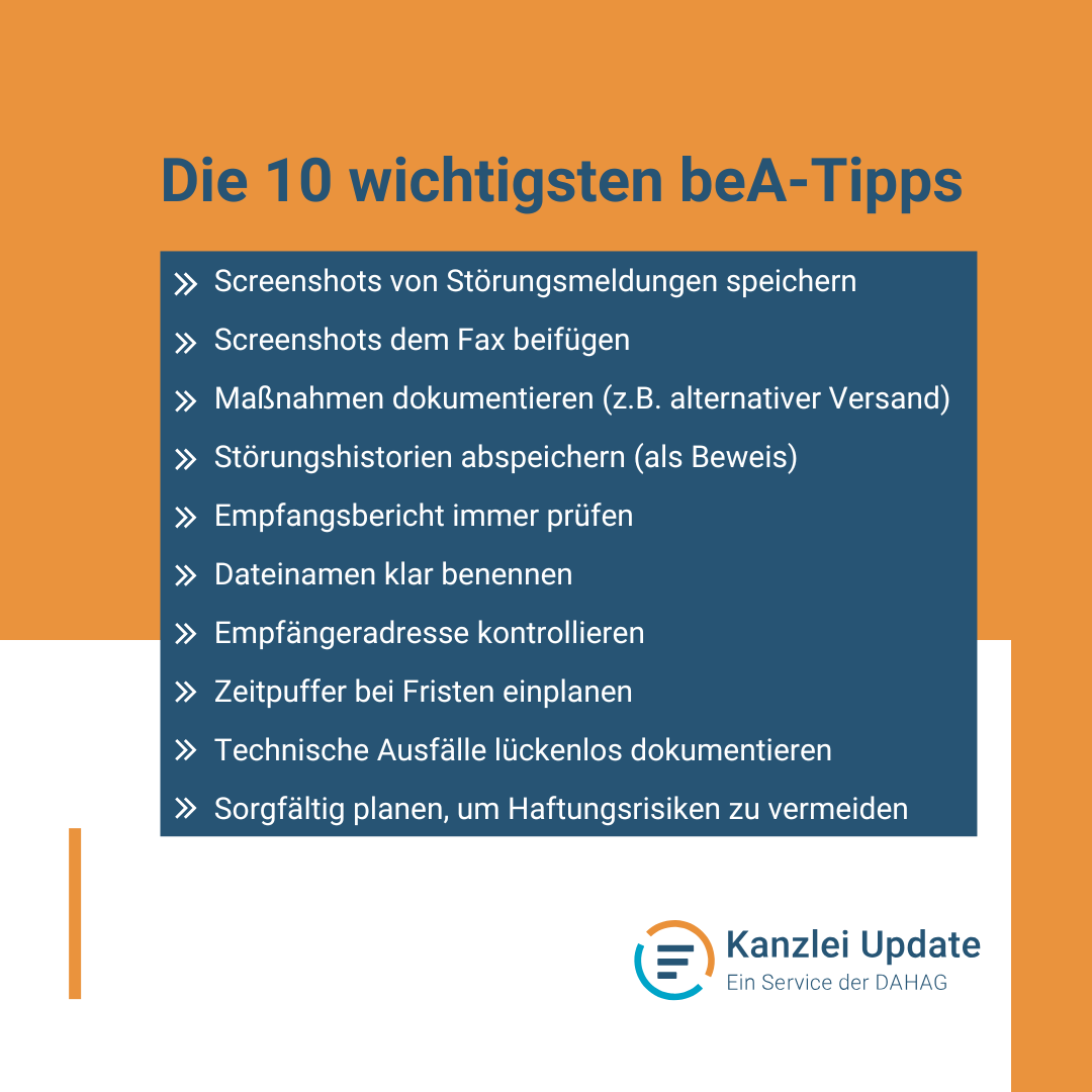 Die 10 wichtigsten beA Tipps